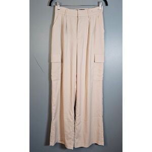Hollister Women's Ultra High-Rise Wide-Leg Cargo Pants Tan Beige Pleated Small